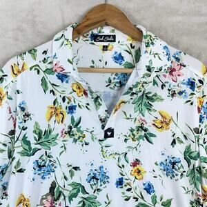 Bad Birdie Golf Polo Poetic Justice Floral Print Mens Large Performance Stretch
